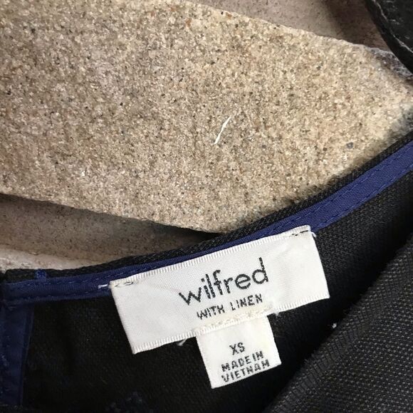 Aritzia Wilfred Trompette Embroidered Geometric Linen Sleeveless Dress Black XS - Picture 9 of 12